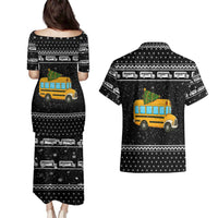 School Bus All Day Christmas Couples Matching Puletasi and Hawaiian Shirt Xmas Holiday Patterns - Wonder Print Shop