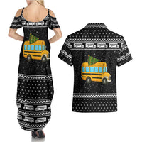 School Bus All Day Christmas Couples Matching Summer Maxi Dress and Hawaiian Shirt Xmas Holiday Patterns - Wonder Print Shop