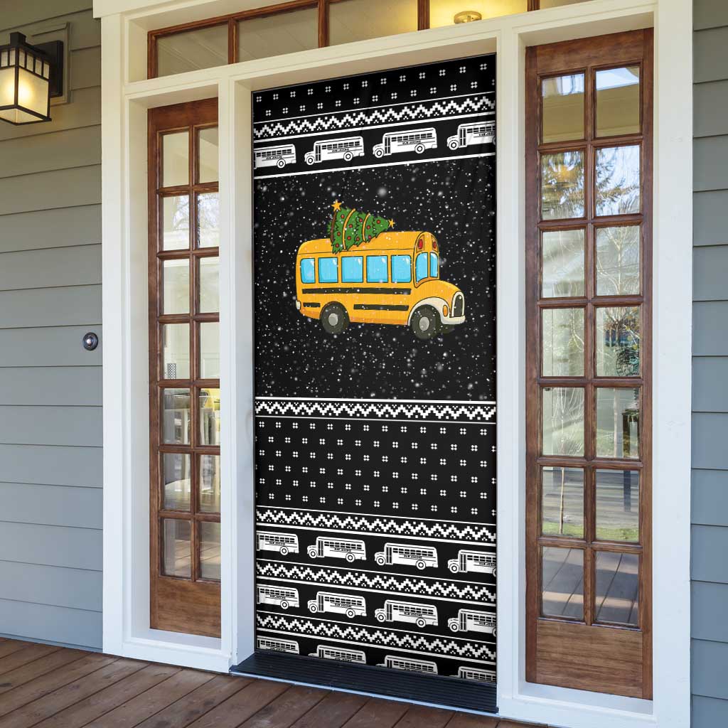 School Bus All Day Christmas Door Cover Xmas Holiday Patterns - Wonder Print Shop