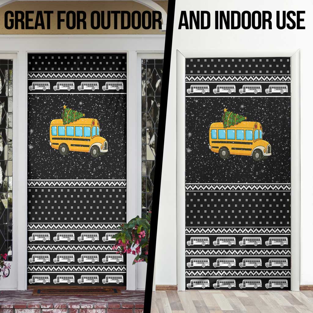 School Bus All Day Christmas Door Cover Xmas Holiday Patterns - Wonder Print Shop