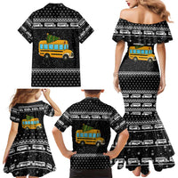 School Bus All Day Christmas Family Matching Mermaid Dress and Hawaiian Shirt Xmas Holiday Patterns - Wonder Print Shop