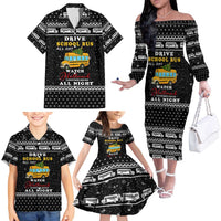 School Bus All Day Christmas Family Matching Off The Shoulder Long Sleeve Dress and Hawaiian Shirt Xmas Holiday Patterns - Wonder Print Shop