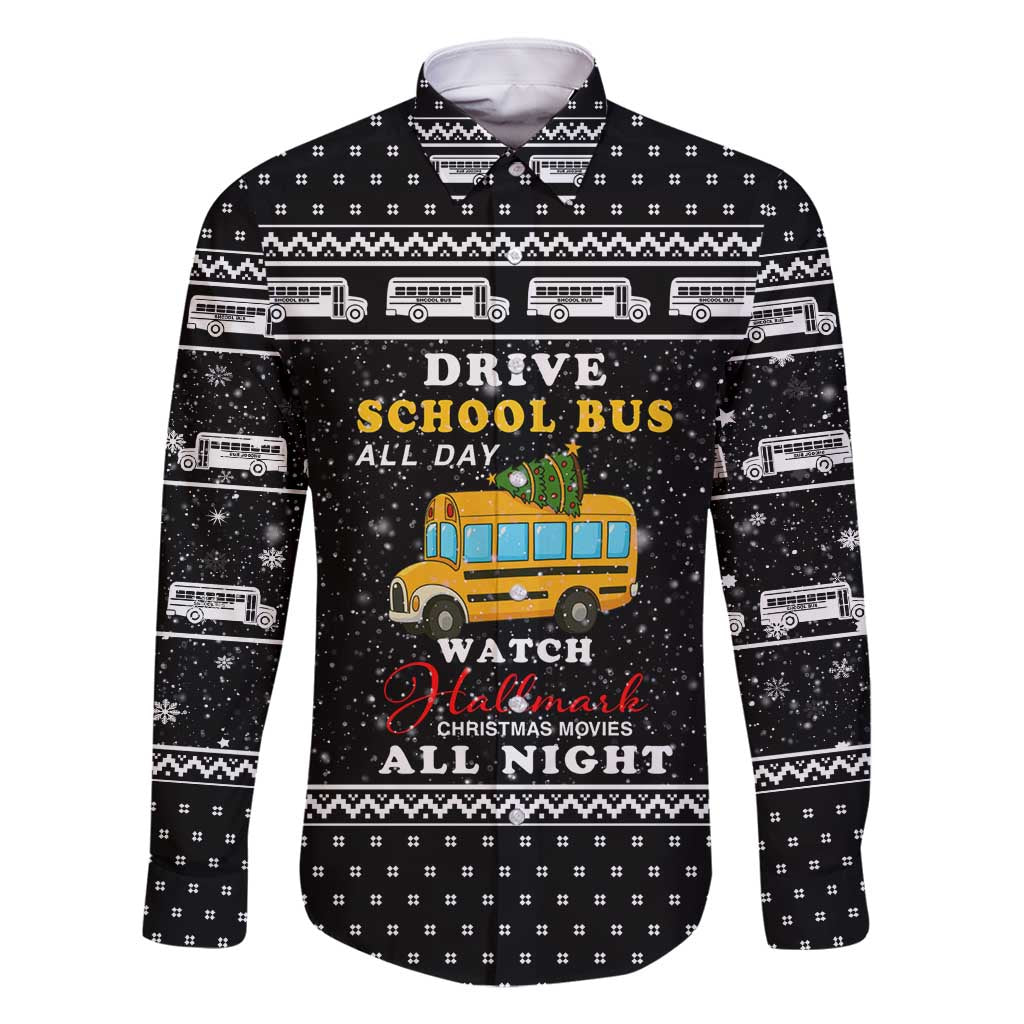 School Bus All Day Christmas Family Matching Off Shoulder Maxi Dress and Hawaiian Shirt Xmas Holiday Patterns - Wonder Print Shop