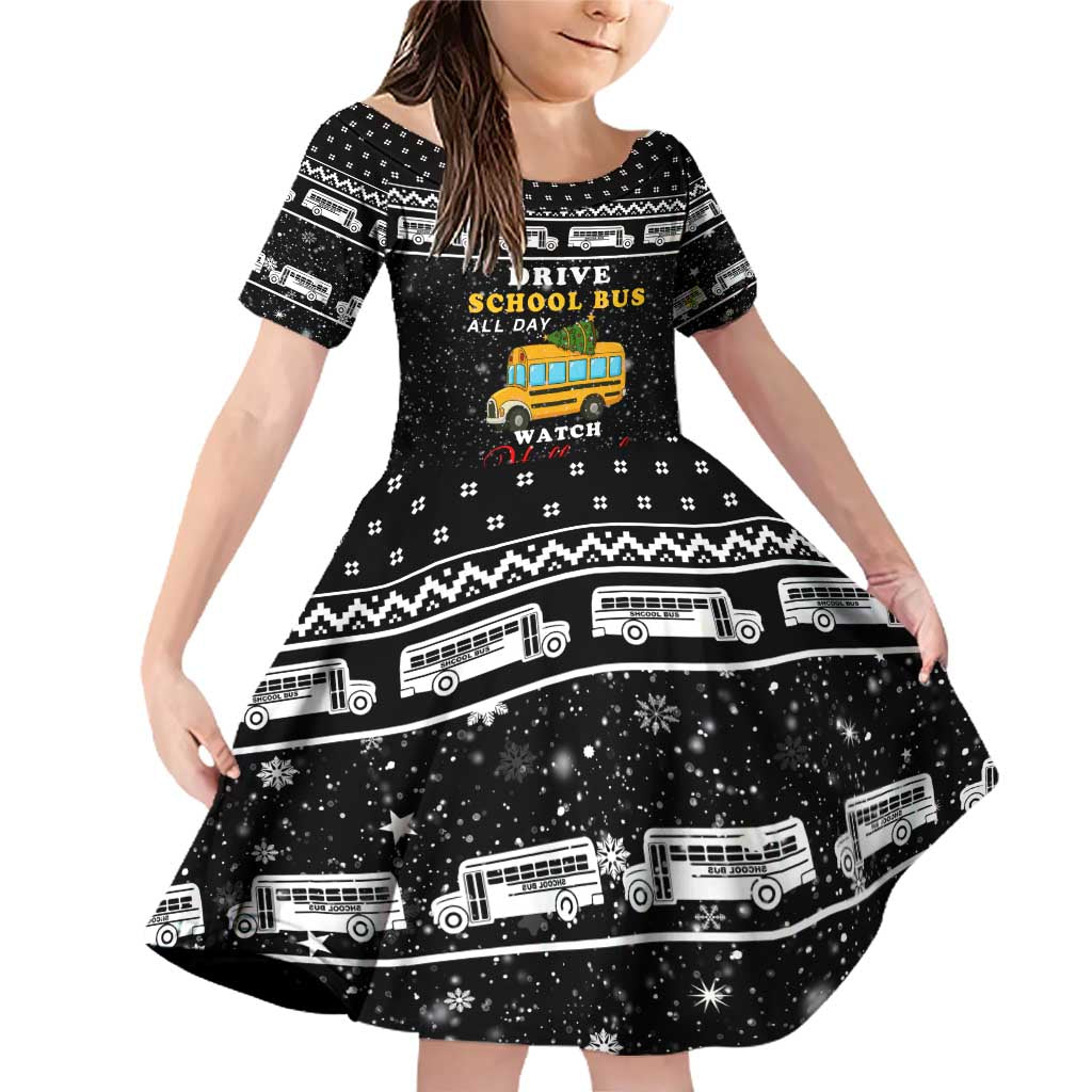 School Bus All Day Christmas Family Matching Off Shoulder Short Dress and Hawaiian Shirt Xmas Holiday Patterns - Wonder Print Shop