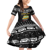 School Bus All Day Christmas Family Matching Off Shoulder Short Dress and Hawaiian Shirt Xmas Holiday Patterns - Wonder Print Shop