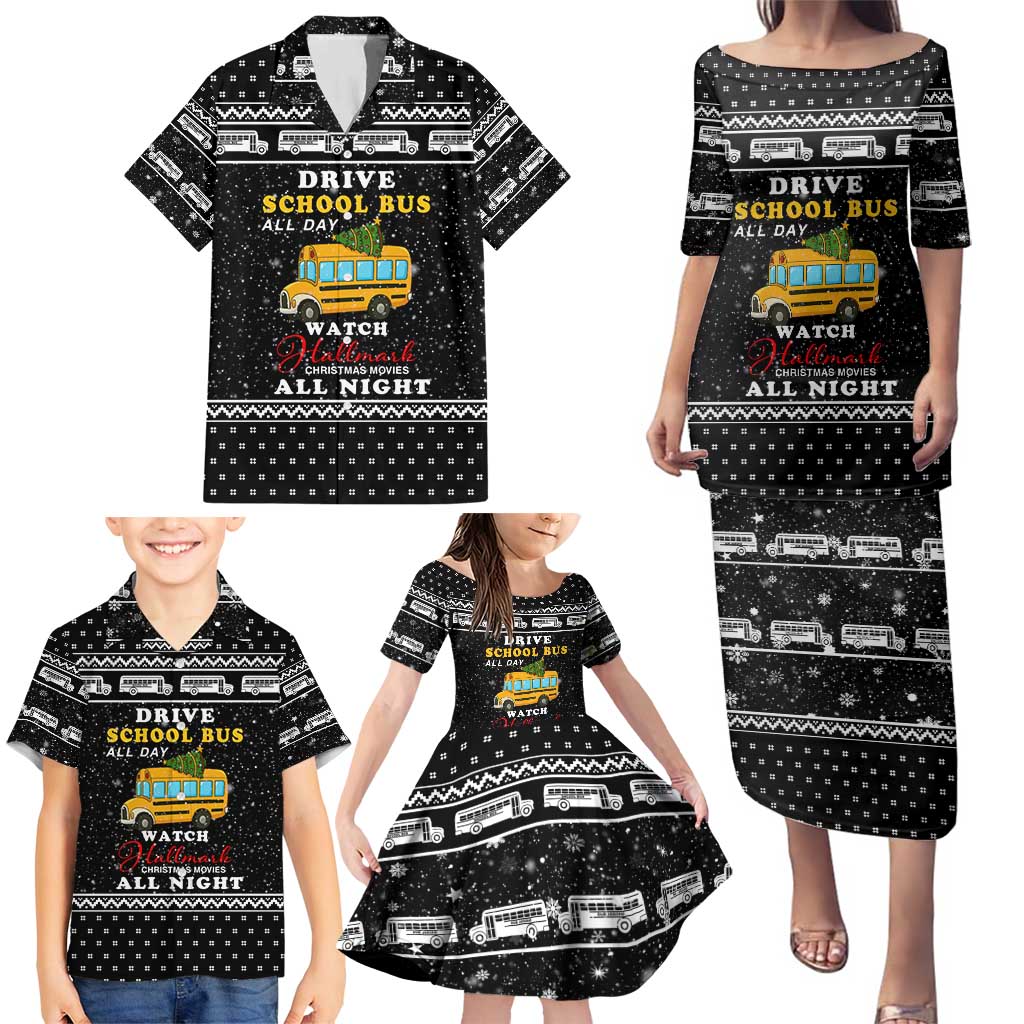 School Bus All Day Christmas Family Matching Puletasi and Hawaiian Shirt Xmas Holiday Patterns - Wonder Print Shop