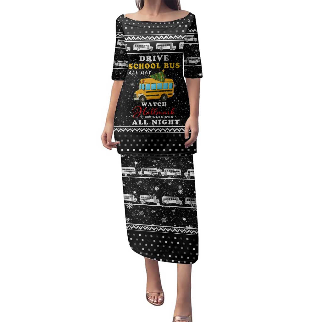 School Bus All Day Christmas Family Matching Puletasi and Hawaiian Shirt Xmas Holiday Patterns - Wonder Print Shop