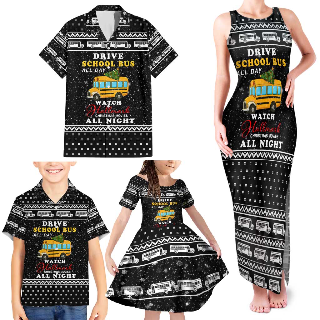 School Bus All Day Christmas Family Matching Tank Maxi Dress and Hawaiian Shirt Xmas Holiday Patterns - Wonder Print Shop