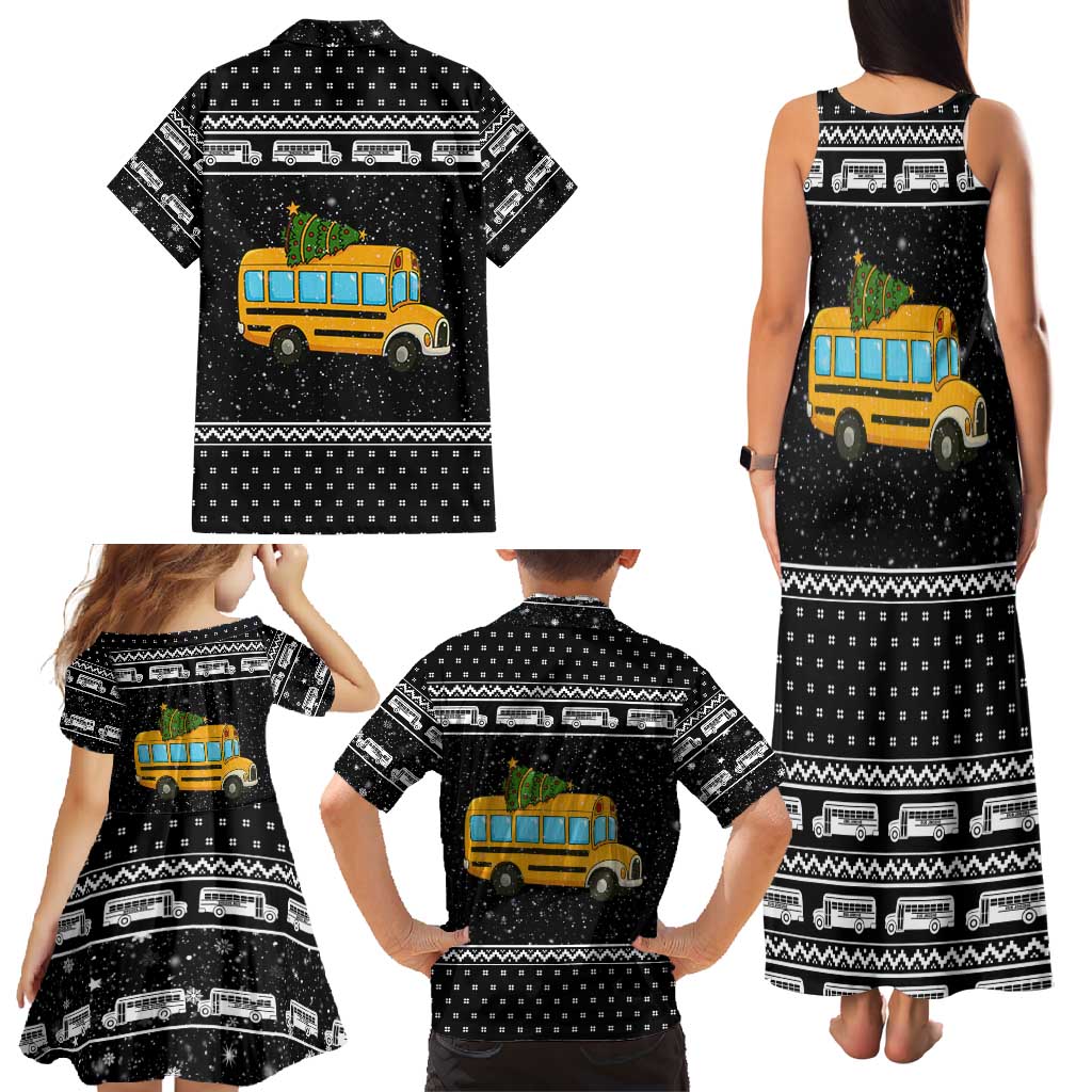 School Bus All Day Christmas Family Matching Tank Maxi Dress and Hawaiian Shirt Xmas Holiday Patterns - Wonder Print Shop