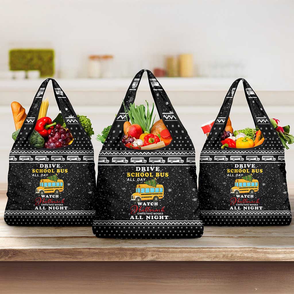 School Bus All Day Christmas Grocery Bag Xmas Holiday Patterns - Wonder Print Shop
