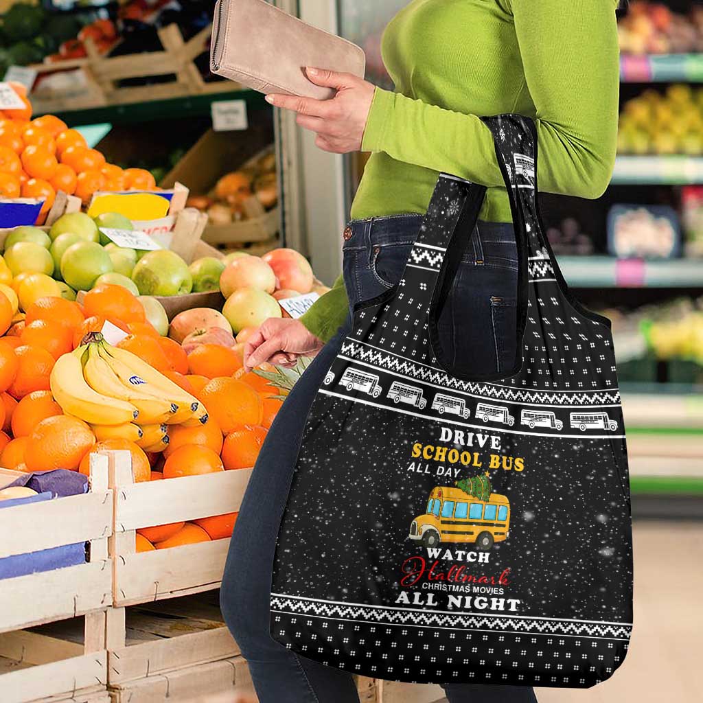 School Bus All Day Christmas Grocery Bag Xmas Holiday Patterns - Wonder Print Shop
