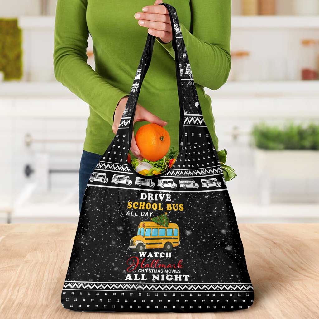 School Bus All Day Christmas Grocery Bag Xmas Holiday Patterns - Wonder Print Shop