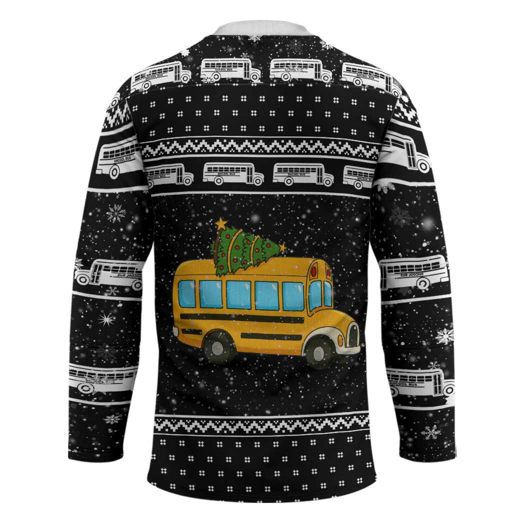 School Bus All Day Christmas Hockey Jersey Xmas Holiday Patterns - Wonder Print Shop