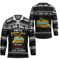 School Bus All Day Christmas Hockey Jersey Xmas Holiday Patterns - Wonder Print Shop