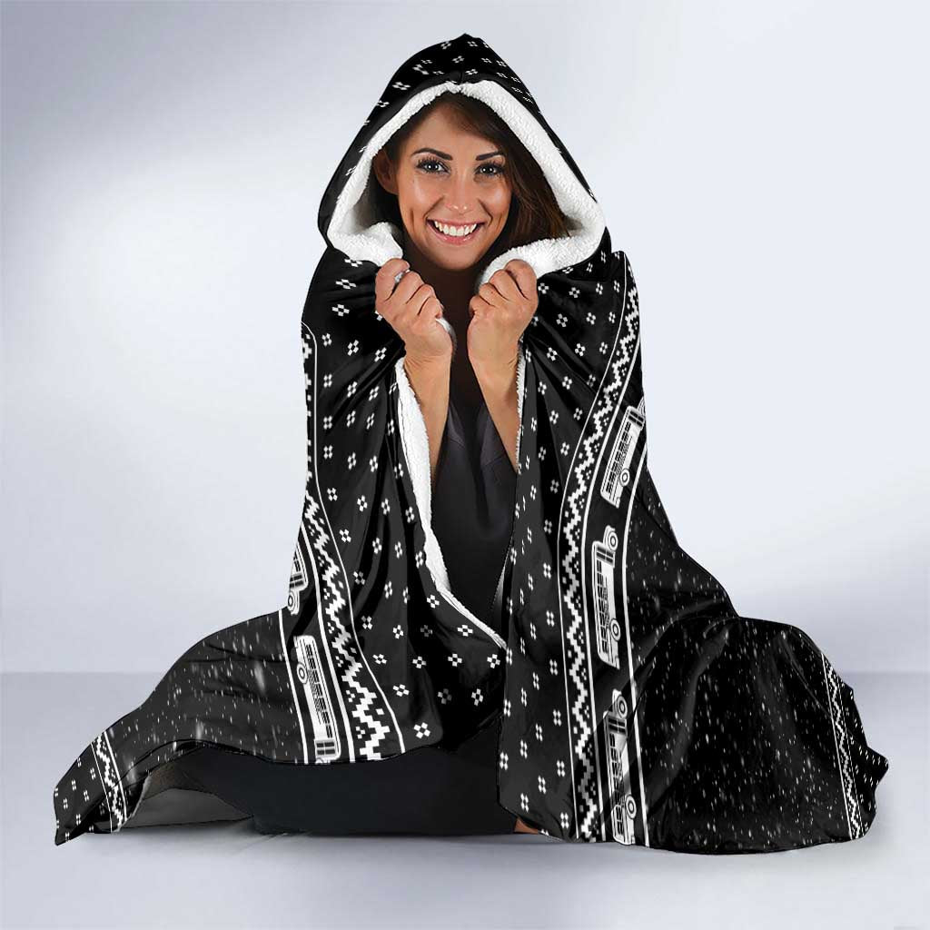 School Bus All Day Christmas Hooded Blanket Xmas Holiday Patterns - Wonder Print Shop