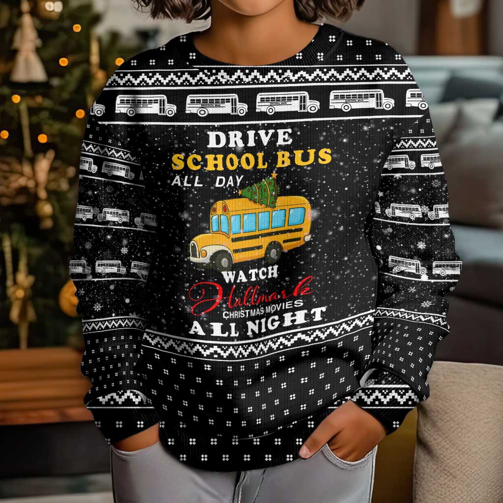 School Bus All Day Christmas Kid Ugly Christmas Sweater Xmas Holiday Patterns - Wonder Print Shop