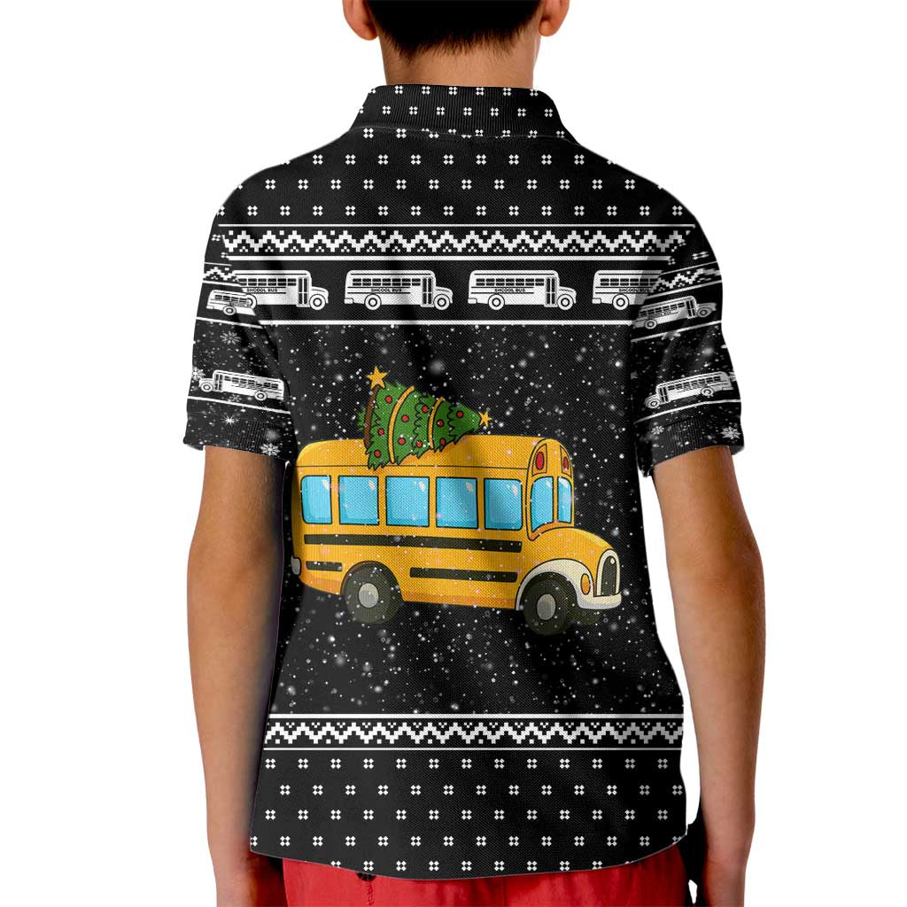 School Bus All Day Christmas Kid Polo Shirt Xmas Holiday Patterns - Wonder Print Shop