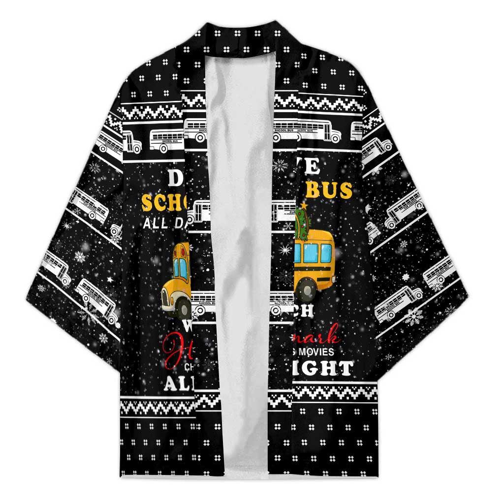 School Bus All Day Christmas Kimono Xmas Holiday Patterns - Wonder Print Shop