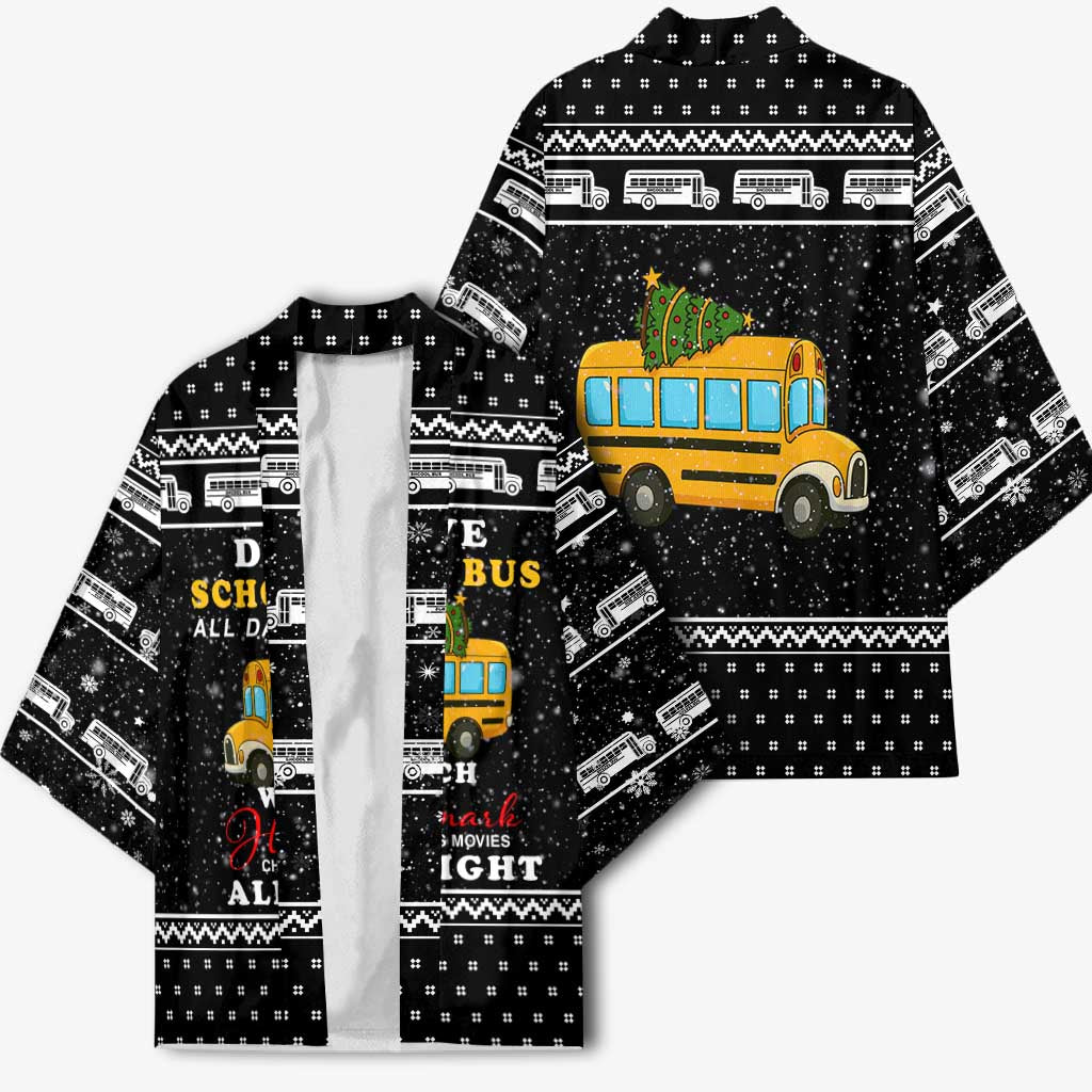 School Bus All Day Christmas Kimono Xmas Holiday Patterns - Wonder Print Shop