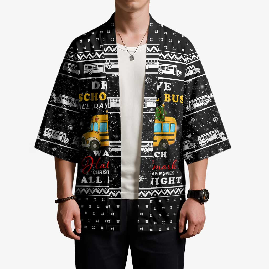 School Bus All Day Christmas Kimono Xmas Holiday Patterns - Wonder Print Shop