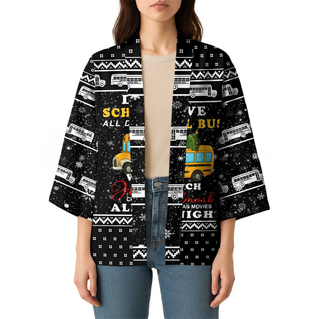 School Bus All Day Christmas Kimono Xmas Holiday Patterns - Wonder Print Shop