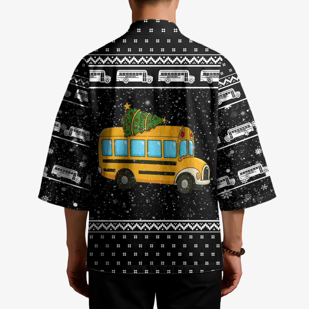 School Bus All Day Christmas Kimono Xmas Holiday Patterns - Wonder Print Shop