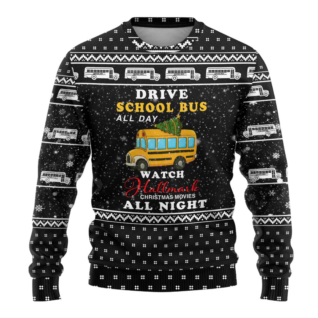 School Bus All Day Christmas Ugly Christmas Sweater Xmas Holiday Patterns - Wonder Print Shop