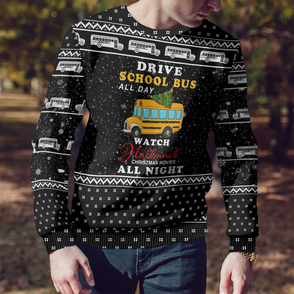 School Bus All Day Christmas Ugly Christmas Sweater Xmas Holiday Patterns - Wonder Print Shop