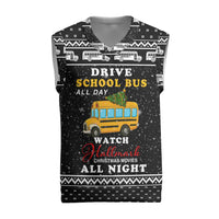 School Bus All Day Christmas Knitted V-Neck Vest Xmas Holiday Patterns - Wonder Print Shop