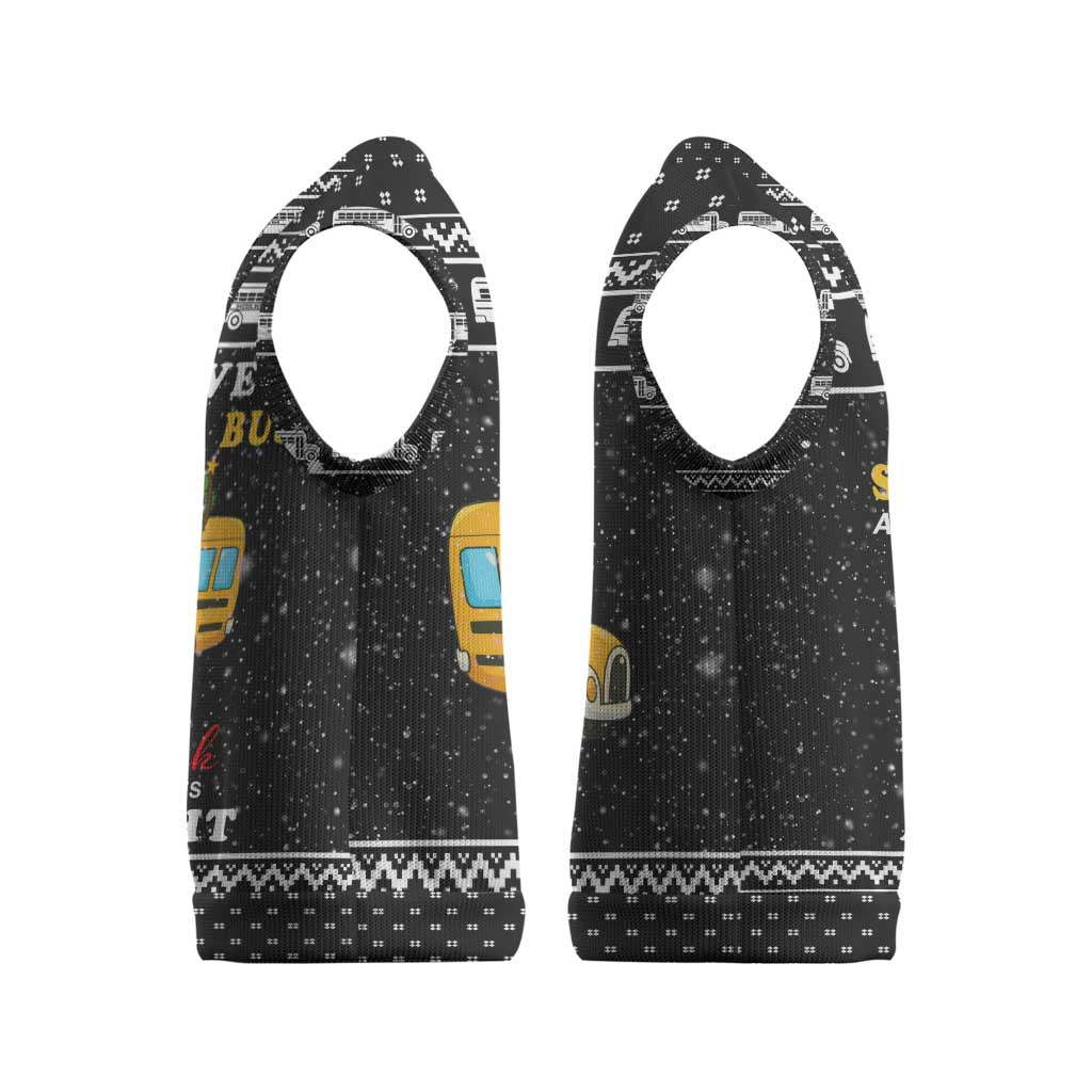 School Bus All Day Christmas Knitted V-Neck Vest Xmas Holiday Patterns - Wonder Print Shop