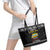 School Bus All Day Christmas Leather Tote Bag Xmas Holiday Patterns - Wonder Print Shop