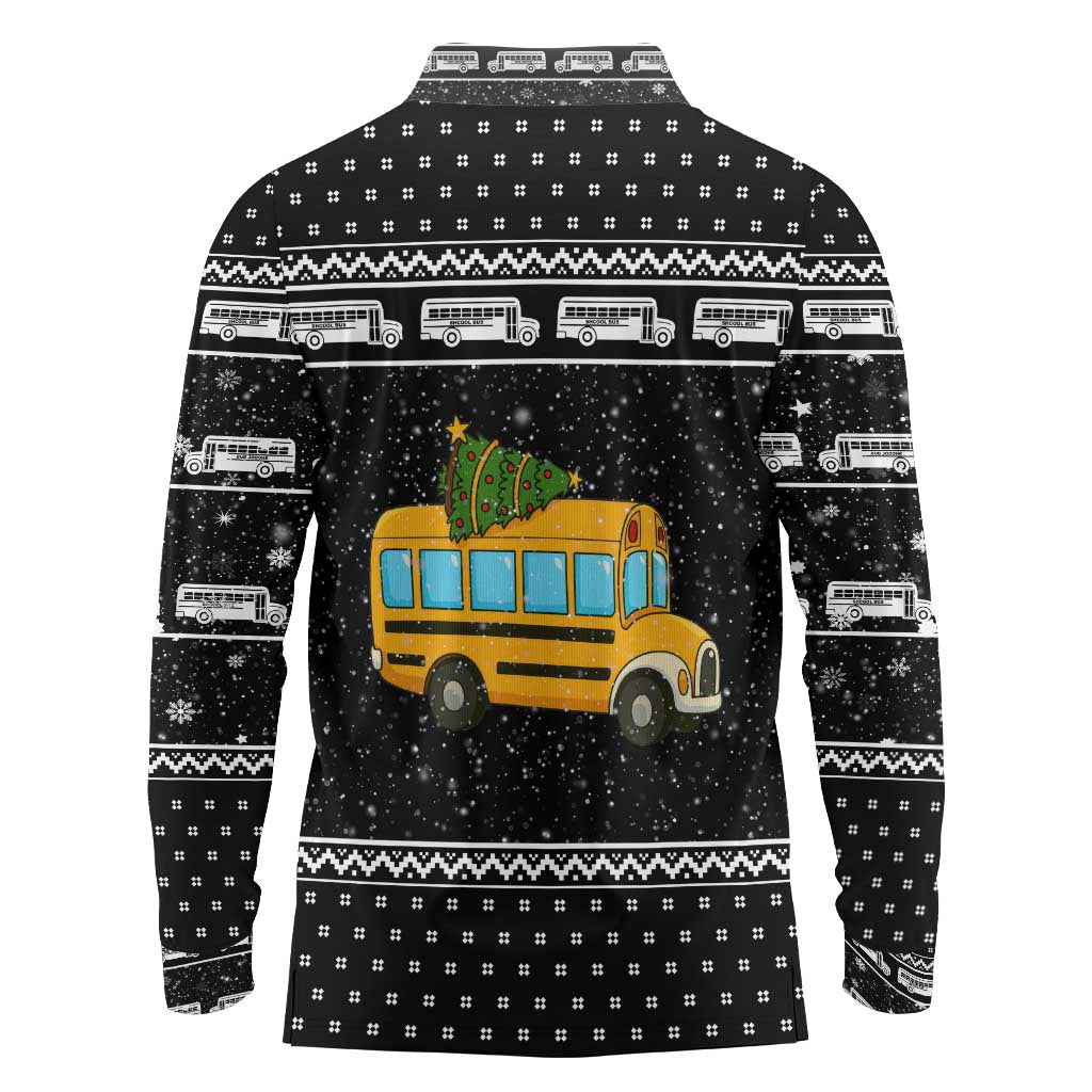School Bus All Day Christmas Long Sleeve Polo Shirt Xmas Holiday Patterns - Wonder Print Shop