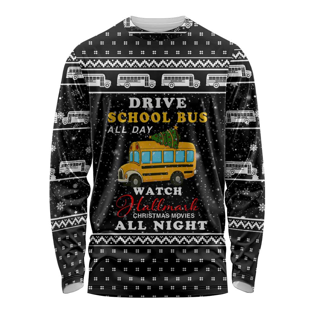 School Bus All Day Christmas Long Sleeve Shirt Xmas Holiday Patterns - Wonder Print Shop