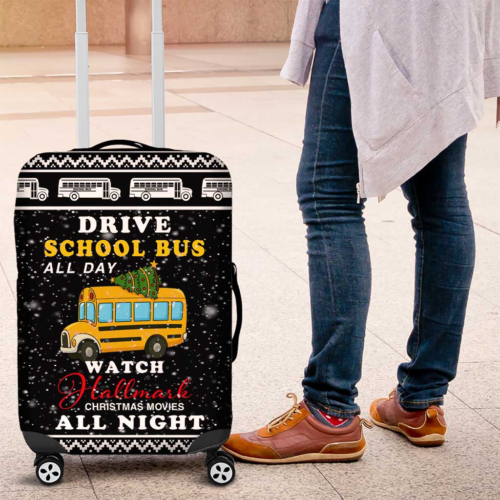 School Bus All Day Christmas Luggage Cover Xmas Holiday Patterns - Wonder Print Shop