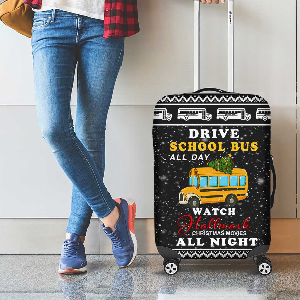 School Bus All Day Christmas Luggage Cover Xmas Holiday Patterns - Wonder Print Shop