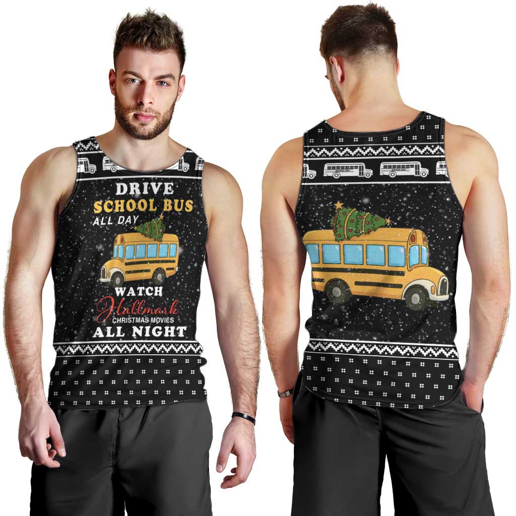 School Bus All Day Christmas Men Tank Top Xmas Holiday Patterns - Wonder Print Shop