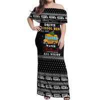 School Bus All Day Christmas Off Shoulder Maxi Dress Xmas Holiday Patterns - Wonder Print Shop