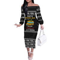 School Bus All Day Christmas Off The Shoulder Long Sleeve Dress Xmas Holiday Patterns - Wonder Print Shop