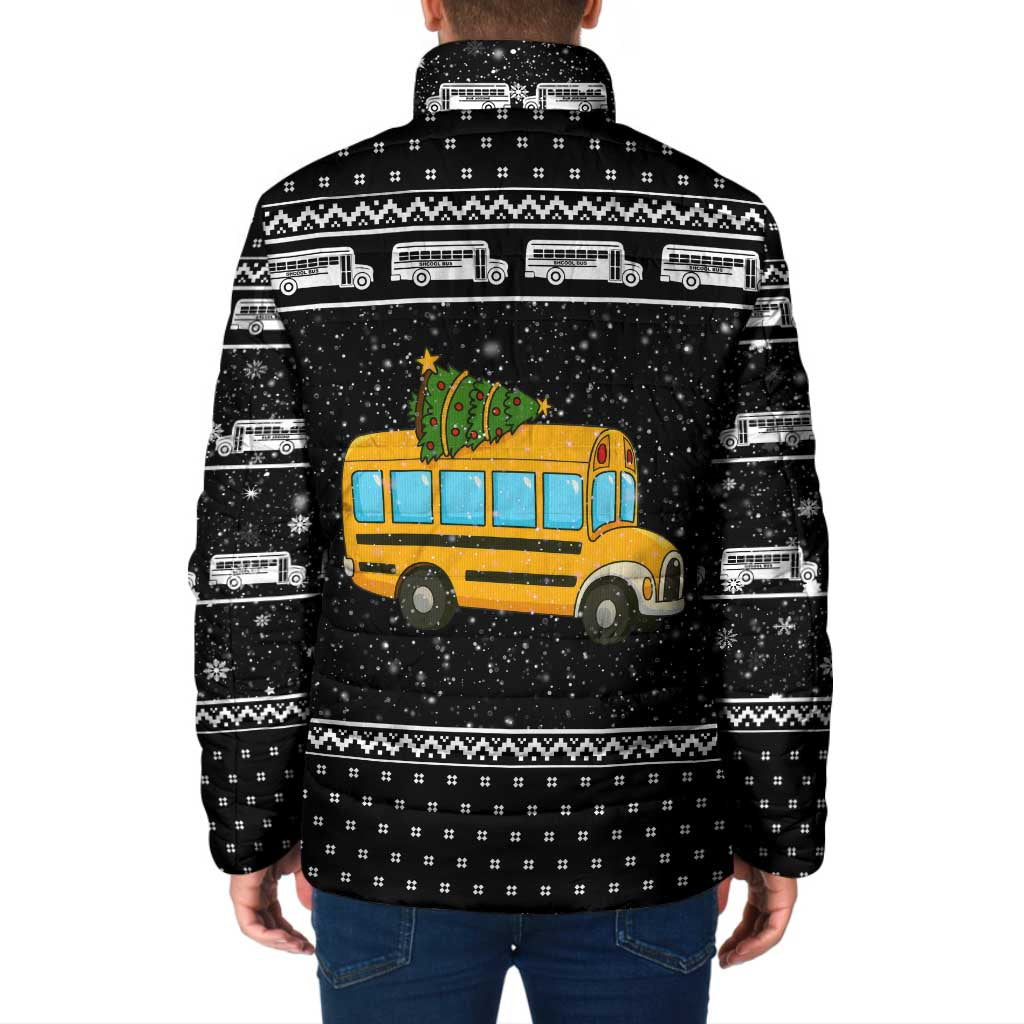 School Bus All Day Christmas Padded Jacket Xmas Holiday Patterns - Wonder Print Shop