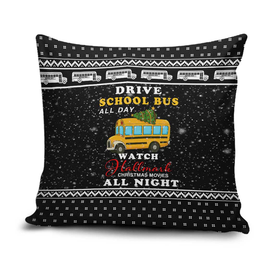 School Bus All Day Christmas Pillow Cover Xmas Holiday Patterns - Wonder Print Shop