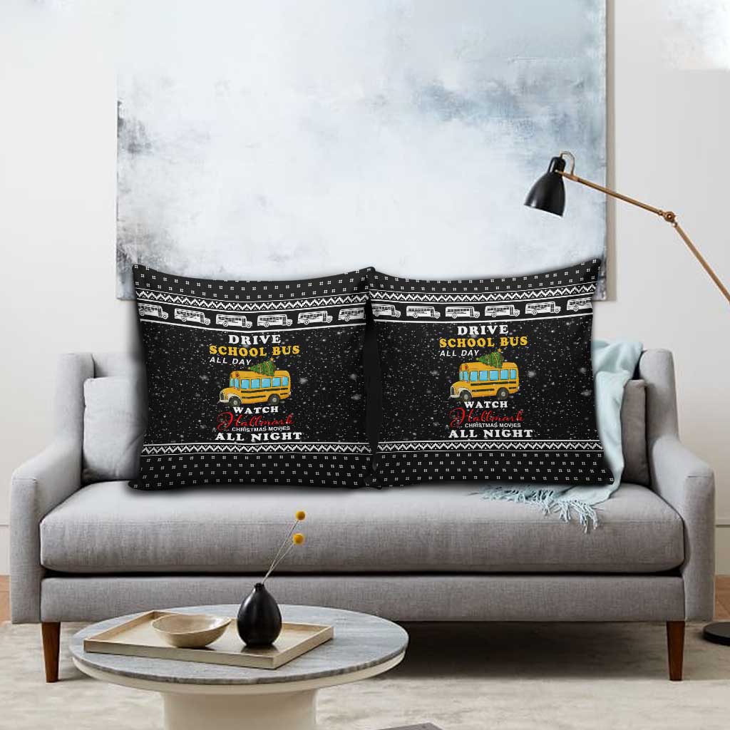 School Bus All Day Christmas Pillow Cover Xmas Holiday Patterns - Wonder Print Shop