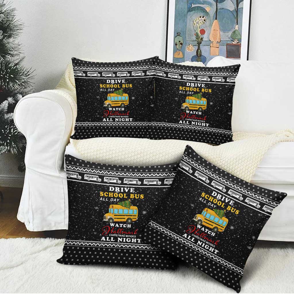 School Bus All Day Christmas Pillow Cover Xmas Holiday Patterns - Wonder Print Shop