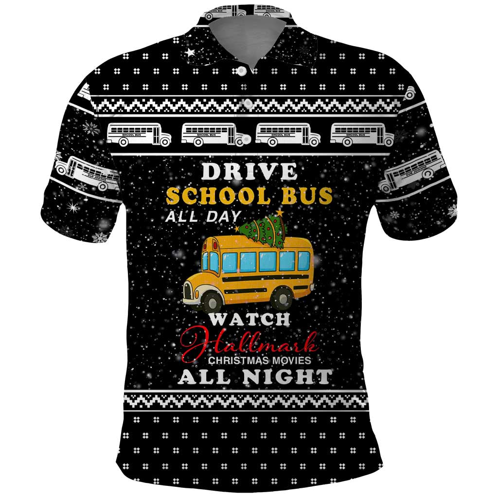 School Bus All Day Christmas Polo Shirt Xmas Holiday Patterns - Wonder Print Shop