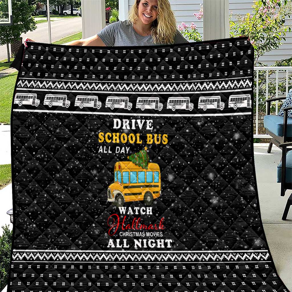 School Bus All Day Christmas Quilt Xmas Holiday Patterns - Wonder Print Shop