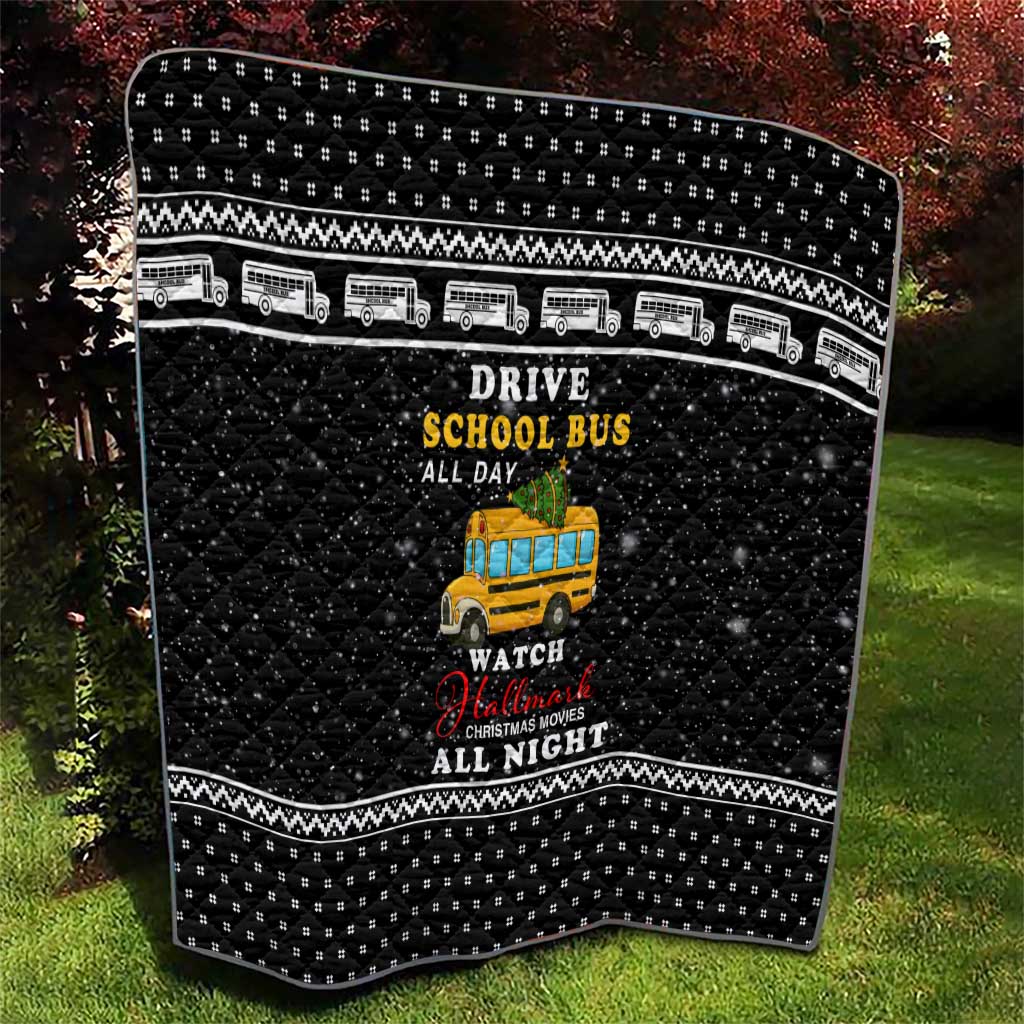School Bus All Day Christmas Quilt Xmas Holiday Patterns - Wonder Print Shop