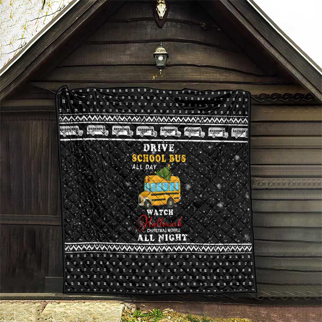 School Bus All Day Christmas Quilt Xmas Holiday Patterns - Wonder Print Shop