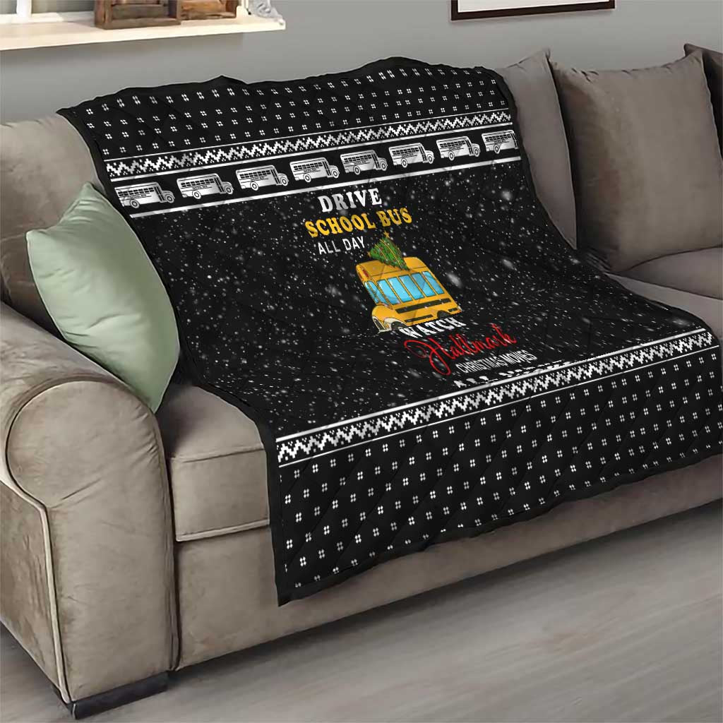 School Bus All Day Christmas Quilt Xmas Holiday Patterns - Wonder Print Shop