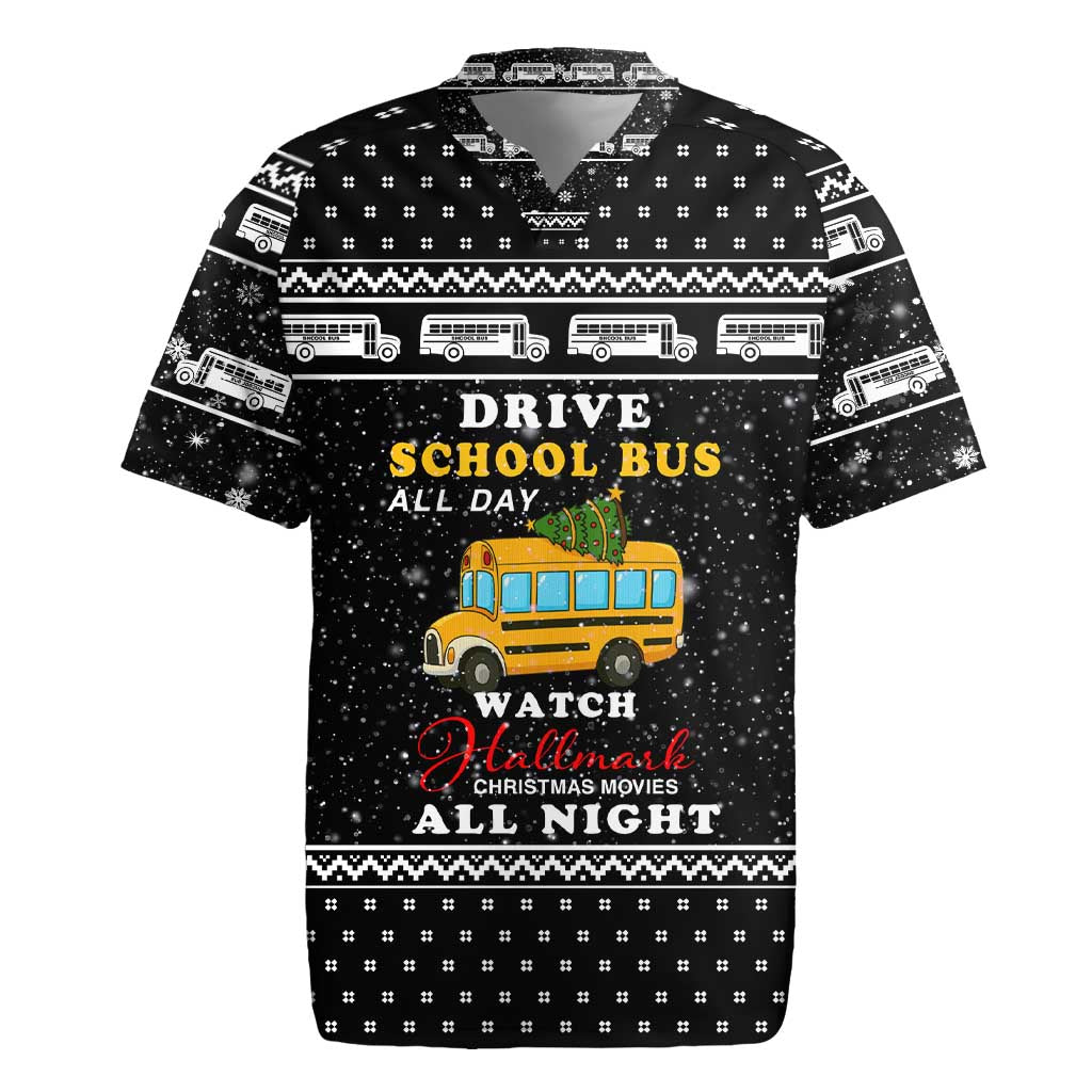 School Bus All Day Christmas Rugby Jersey Xmas Holiday Patterns - Wonder Print Shop