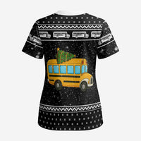 School Bus All Day Christmas Scrub Top Xmas Holiday Patterns - Wonder Print Shop