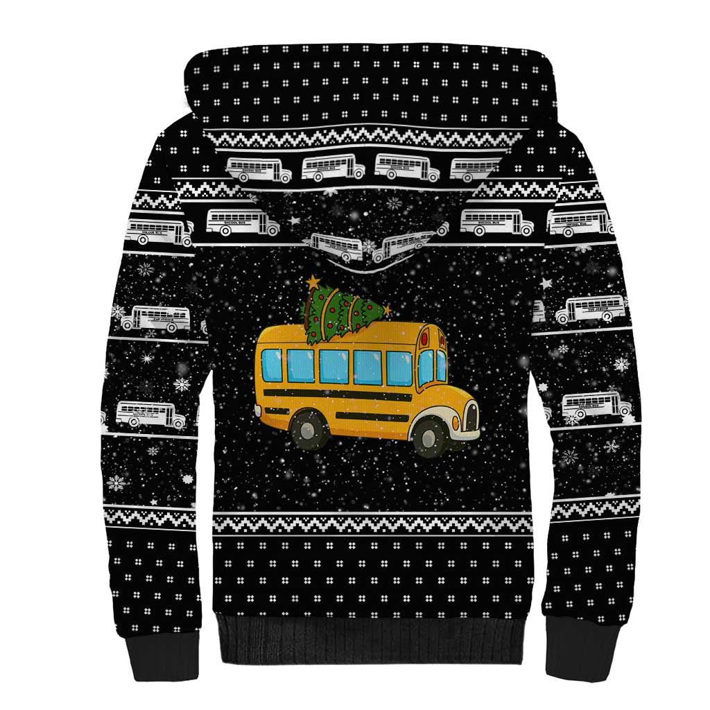 School Bus All Day Christmas Sherpa Hoodie Xmas Holiday Patterns - Wonder Print Shop